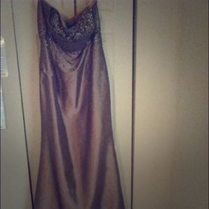 Bronze beaded evening gown